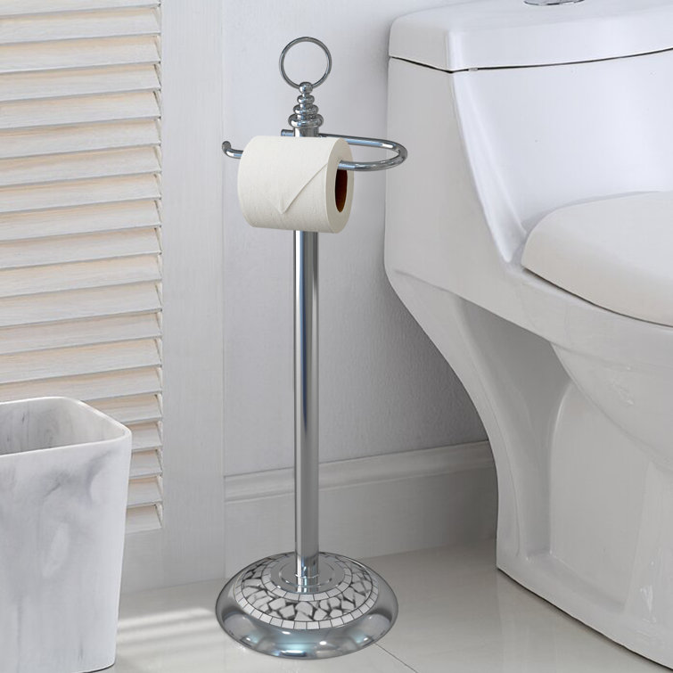 Chrome Mosaic Freestanding Toilet Paper Holder, 24" High
