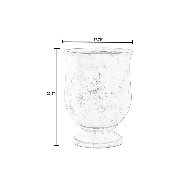 Large White Fiberstone Indoor/Outdoor Planter with Drainage Hole