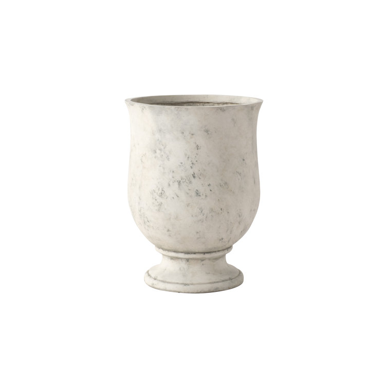 Large White Fiberstone Indoor/Outdoor Planter with Drainage Hole