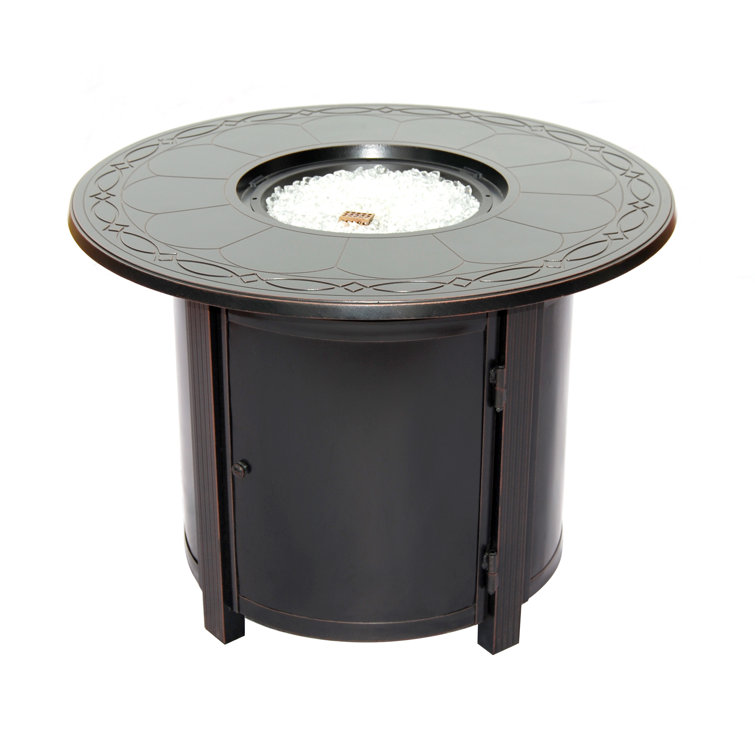 Hartwick 34" Round Black Aluminum Gas Fire Pit Table
