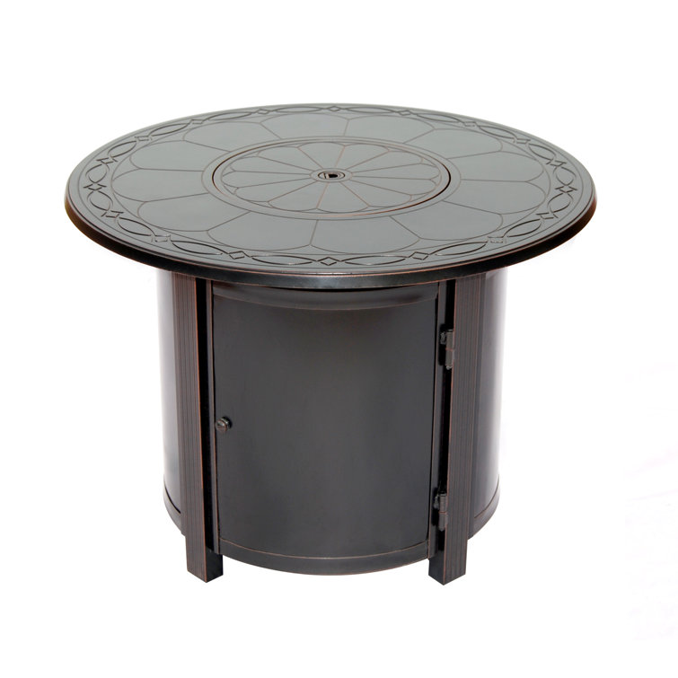 Hartwick 34" Round Black Aluminum Gas Fire Pit Table