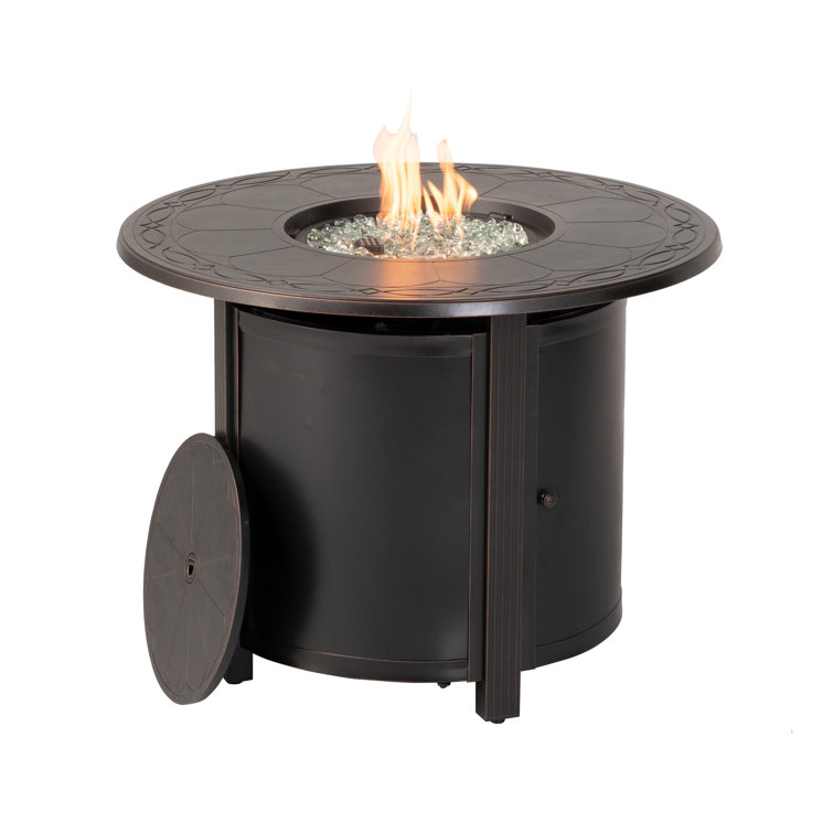 Hartwick 34" Round Black Aluminum Gas Fire Pit Table