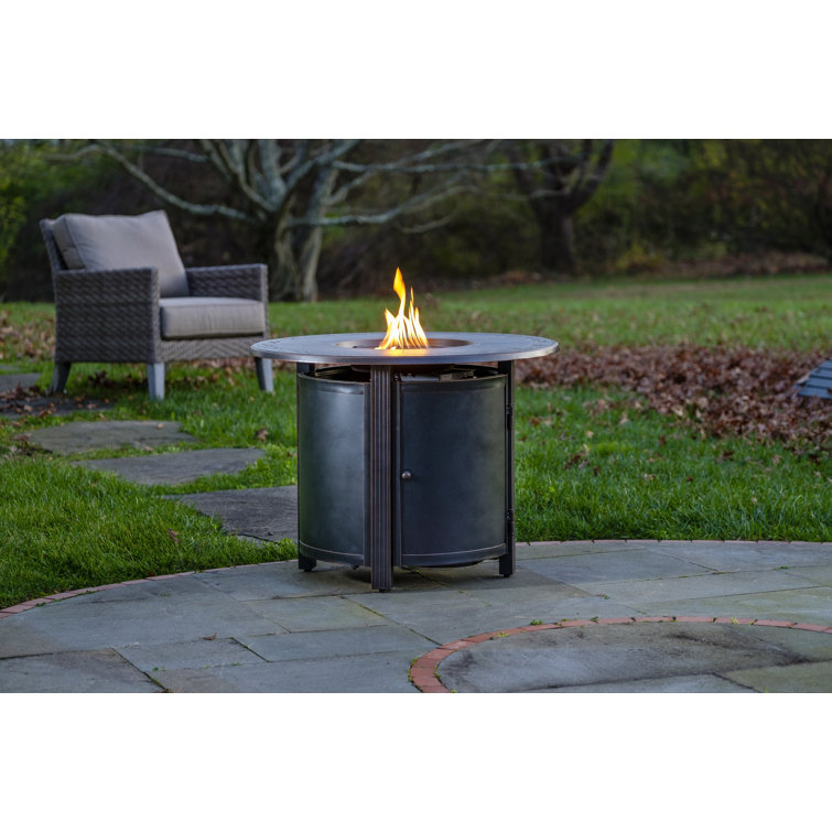 Hartwick 34" Round Black Aluminum Gas Fire Pit Table
