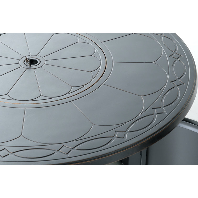 Hartwick 34" Round Black Aluminum Gas Fire Pit Table