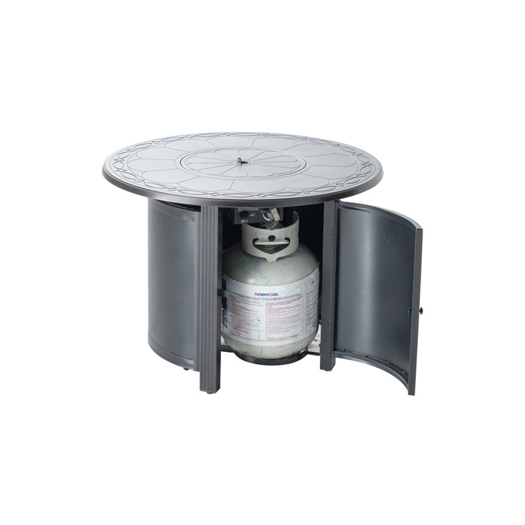 Hartwick 34" Round Black Aluminum Gas Fire Pit Table