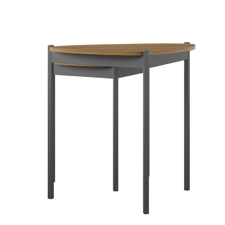 Tallulah Walnut Woodgrain & Gray Metal Triangular Nesting Tables