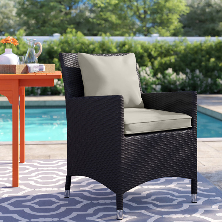 Espresso Beige Outdoor Armchair with Off-White Cushions
