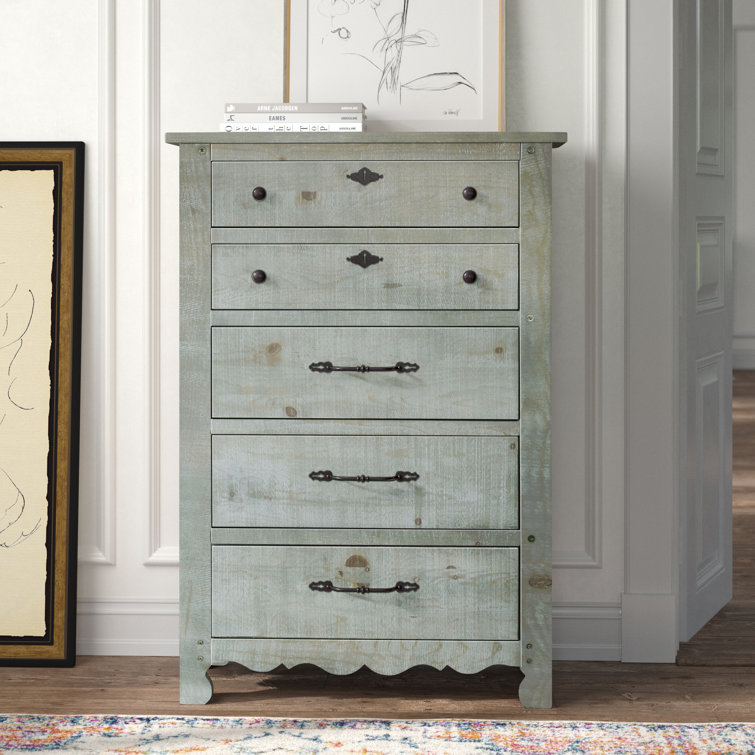 Chatsworth Mint Gray 38" Farmhouse 5-Drawer Dresser