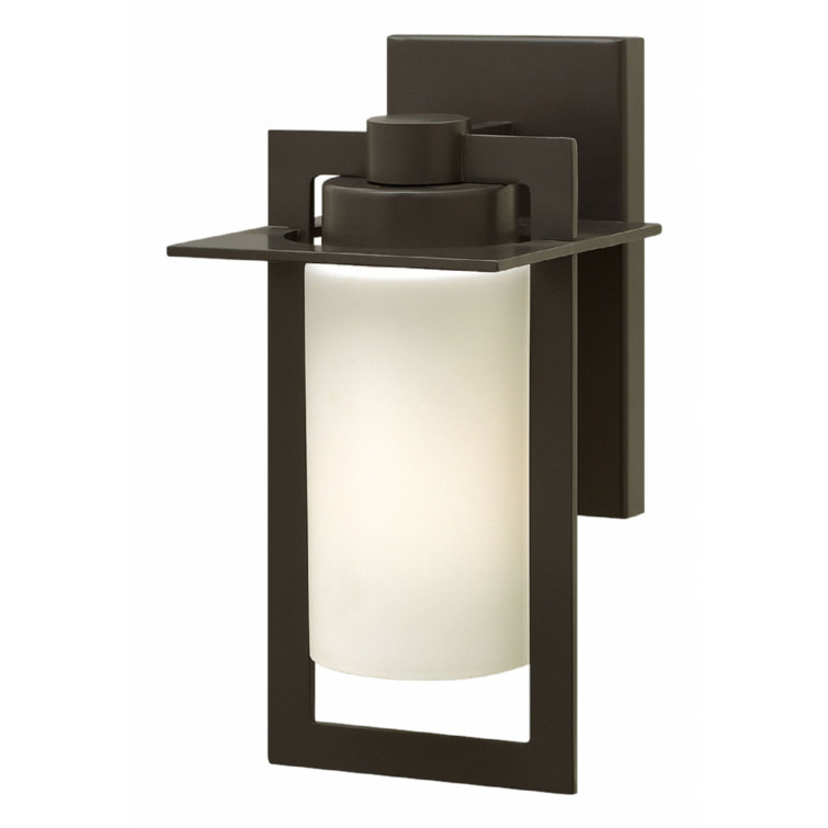 Bronze 12-Inch Outdoor Wall Lantern with Etched Opal Glass