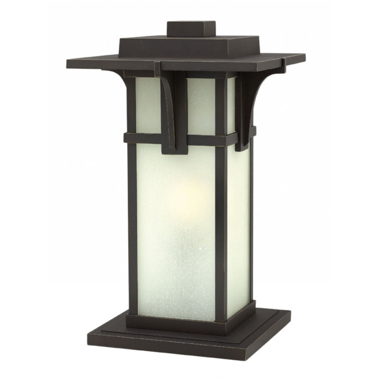 Oil Rubbed Bronze Etched Seedy Glass Outdoor Post Light