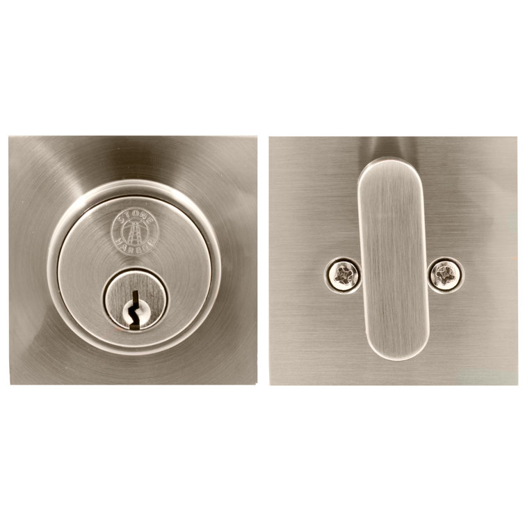Satin Nickel Contemporary Single Cylinder Square Deadbolt