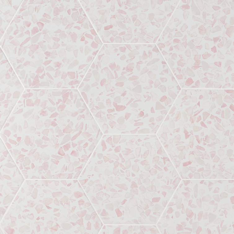 Pink Hexagon Terrazzo Look Porcelain Floor & Wall Tile