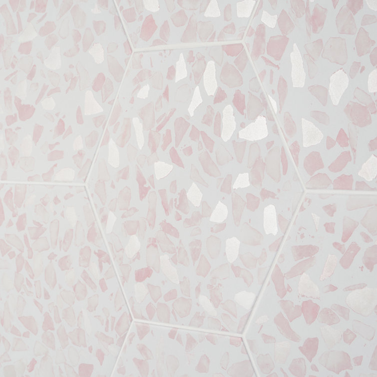Pink Hexagon Terrazzo Look Porcelain Floor & Wall Tile