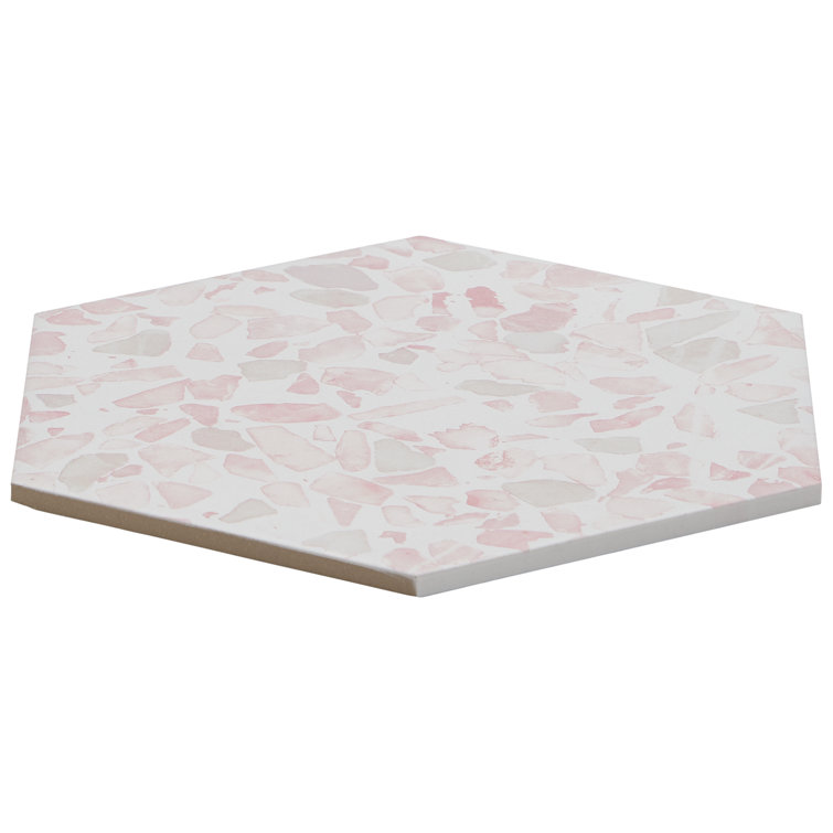 Pink Hexagon Terrazzo Look Porcelain Floor & Wall Tile