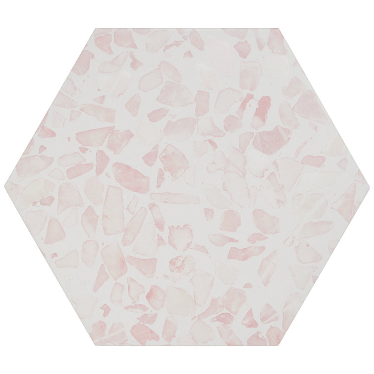 Pink Hexagon Terrazzo Look Porcelain Floor & Wall Tile