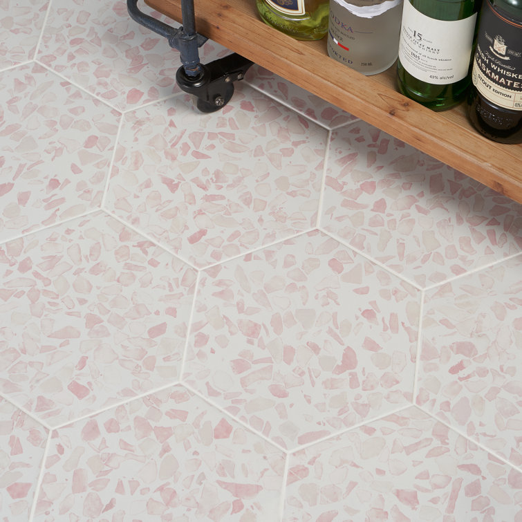 Pink Hexagon Terrazzo Look Porcelain Floor & Wall Tile