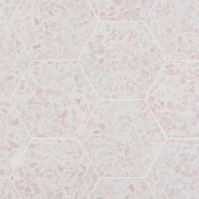 Pink Hexagon Terrazzo Look Porcelain Floor & Wall Tile