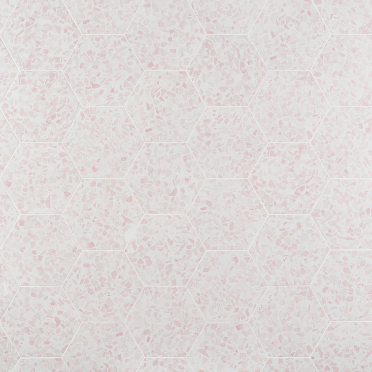 Pink Hexagon Terrazzo Look Porcelain Floor & Wall Tile