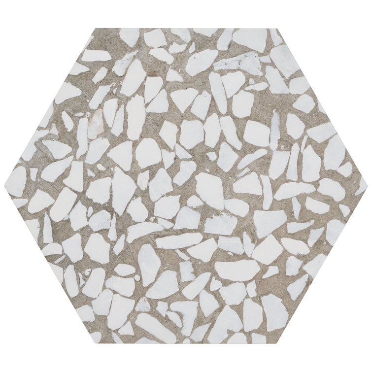 Grigio Terrazzo Look Hexagon Matte Porcelain Floor & Wall Tile