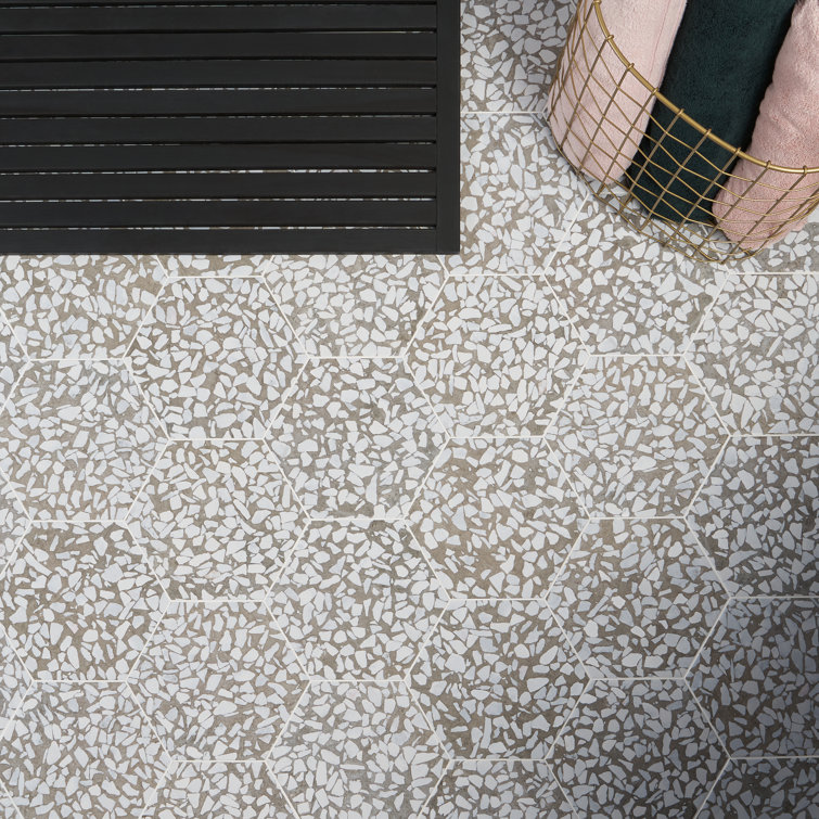 Grigio Terrazzo Look Hexagon Matte Porcelain Floor & Wall Tile