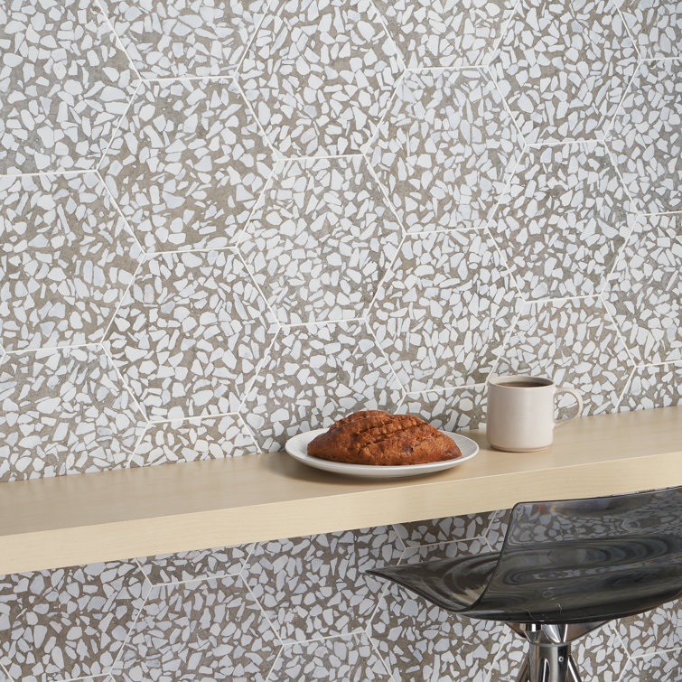 Grigio Terrazzo Look Hexagon Matte Porcelain Floor & Wall Tile