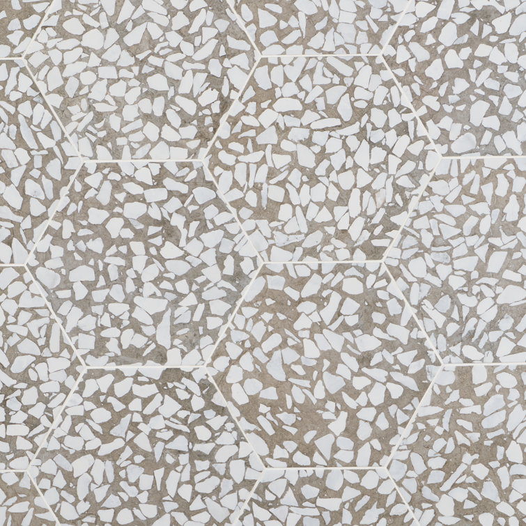 Grigio Terrazzo Look Hexagon Matte Porcelain Floor & Wall Tile