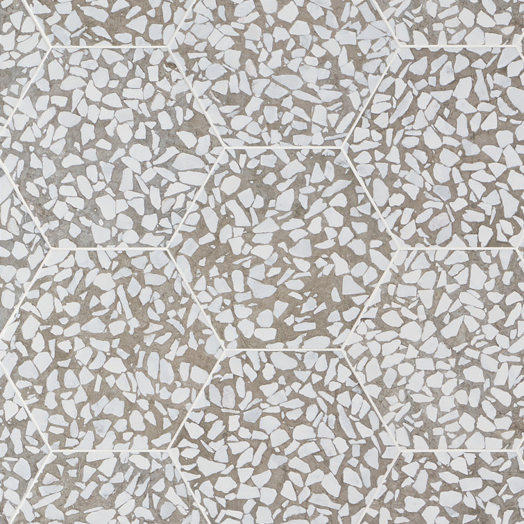 Grigio Terrazzo Look Hexagon Matte Porcelain Floor & Wall Tile