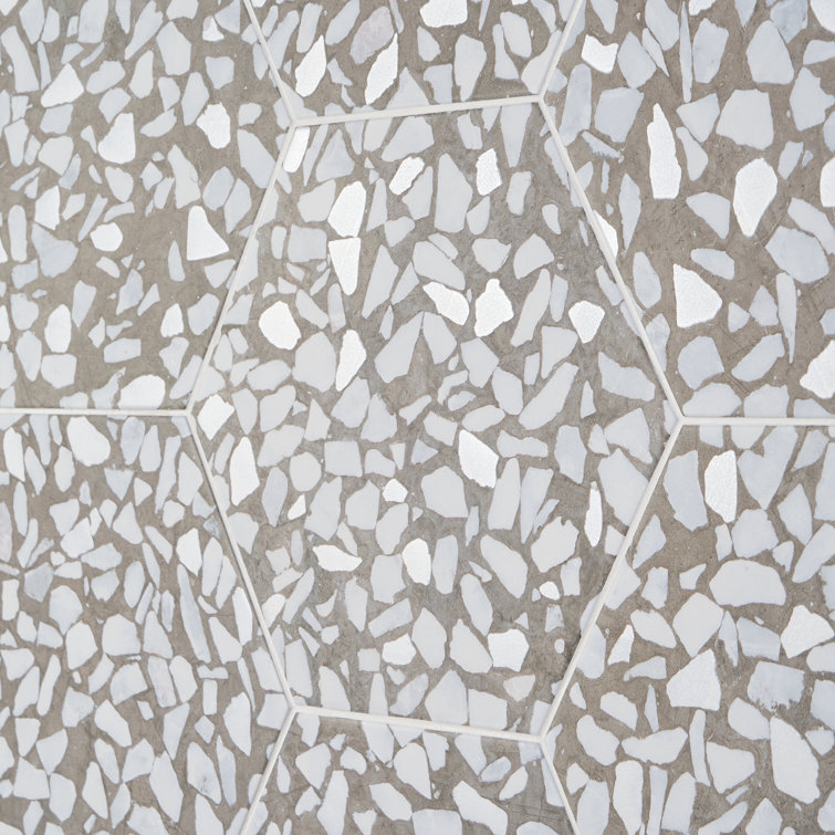 Grigio Terrazzo Look Hexagon Matte Porcelain Floor & Wall Tile