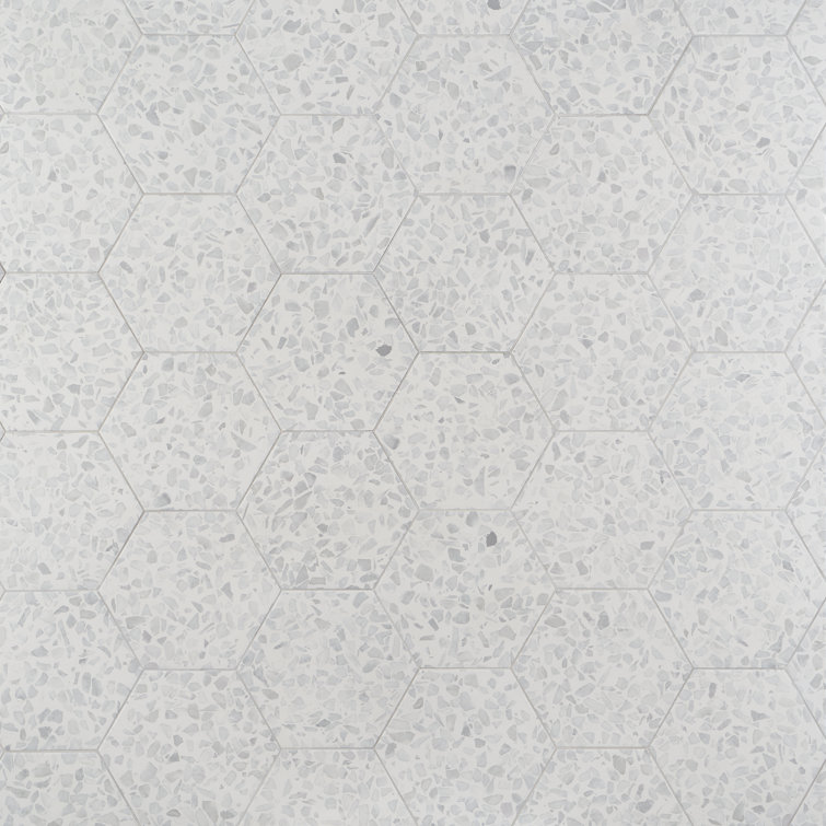 Fusion Hex Gray Terrazzo Matte Porcelain Floor and Wall Tile