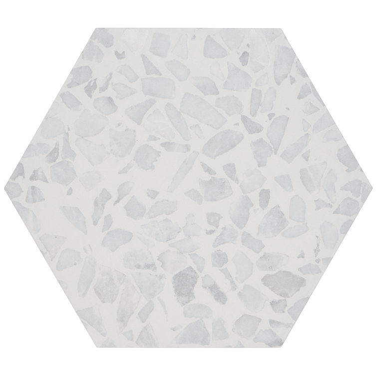 Fusion Hex Gray Terrazzo Matte Porcelain Floor and Wall Tile