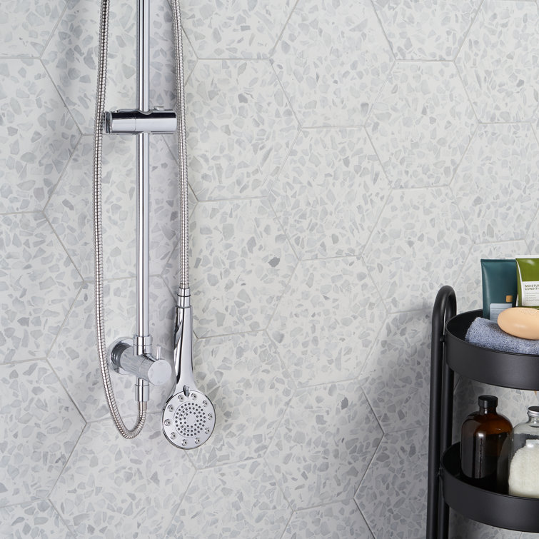 Fusion Hex Gray Terrazzo Matte Porcelain Floor and Wall Tile