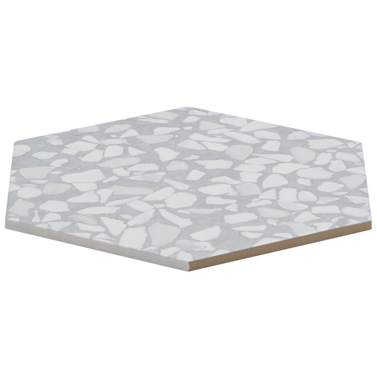 Jurassic Hex 9" Slate Terrazzo Look Matte Porcelain Tile