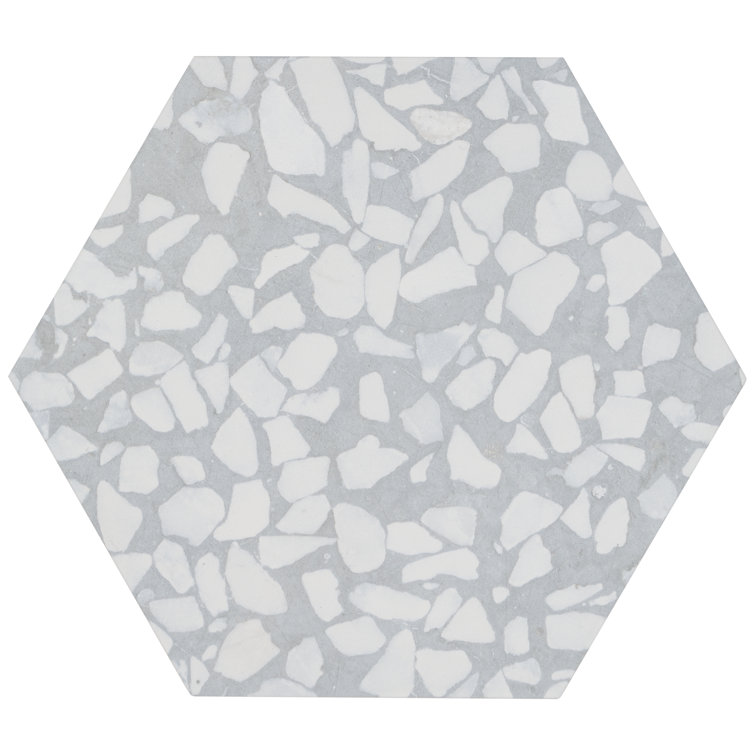 Jurassic Hex 9" Slate Terrazzo Look Matte Porcelain Tile