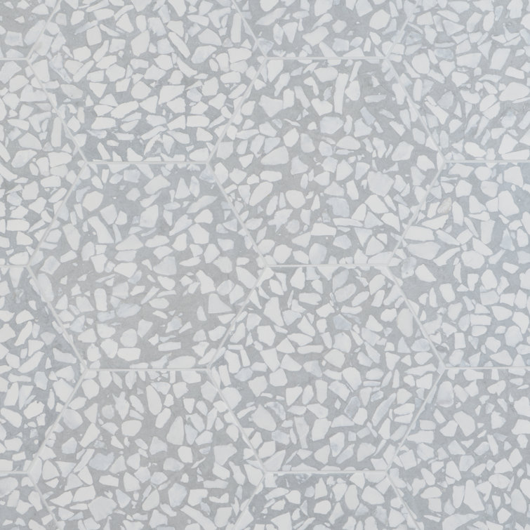 Jurassic Hex 9" Slate Terrazzo Look Matte Porcelain Tile