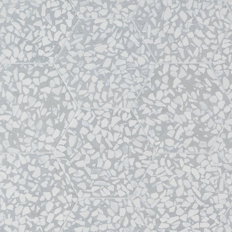 Jurassic Hex 9" Slate Terrazzo Look Matte Porcelain Tile