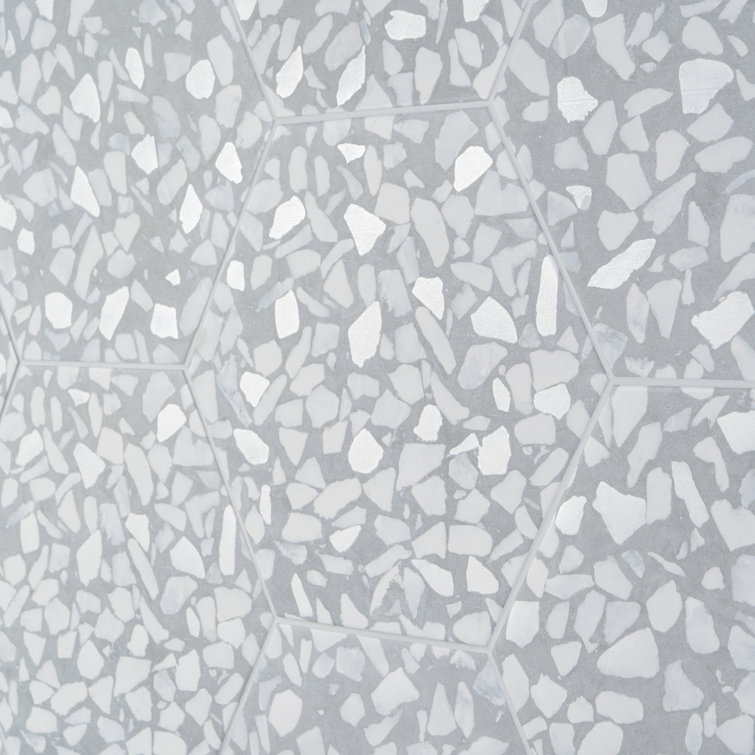 Jurassic Hex 9" Slate Terrazzo Look Matte Porcelain Tile