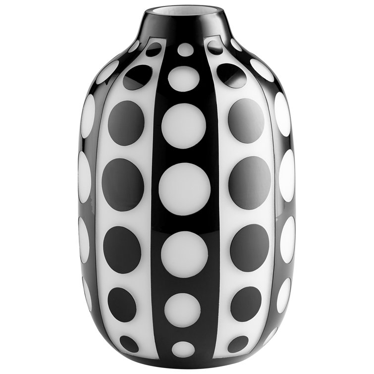 Monochrome Polka Dot Glass Bud Vase 11" H x 7" W