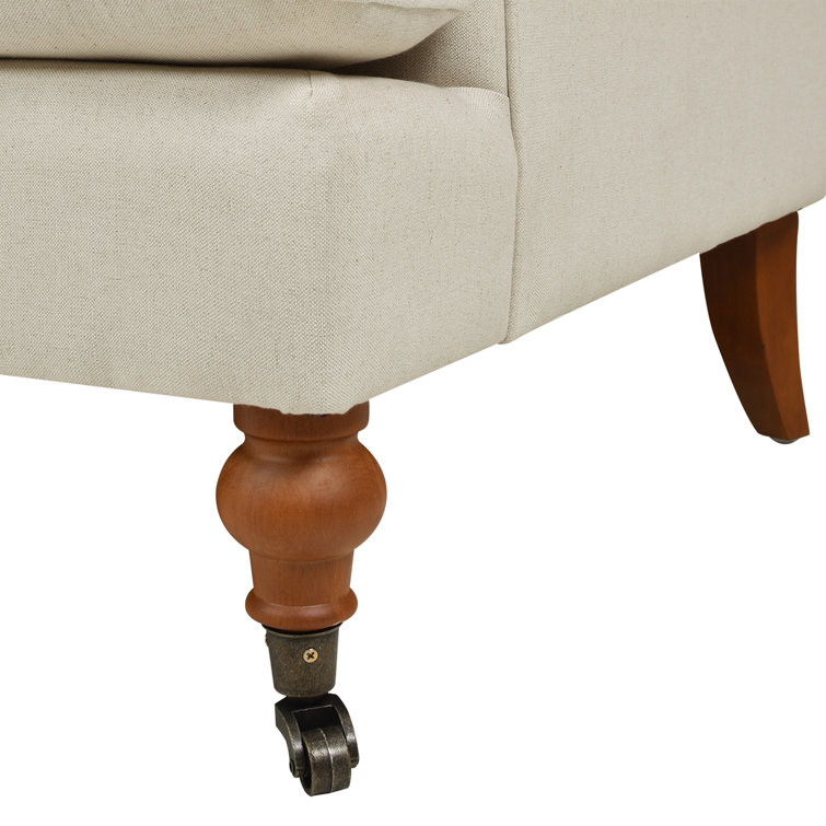 Alana Light Beige Linen Upholstered Lawson Sofa with Removable Cushions