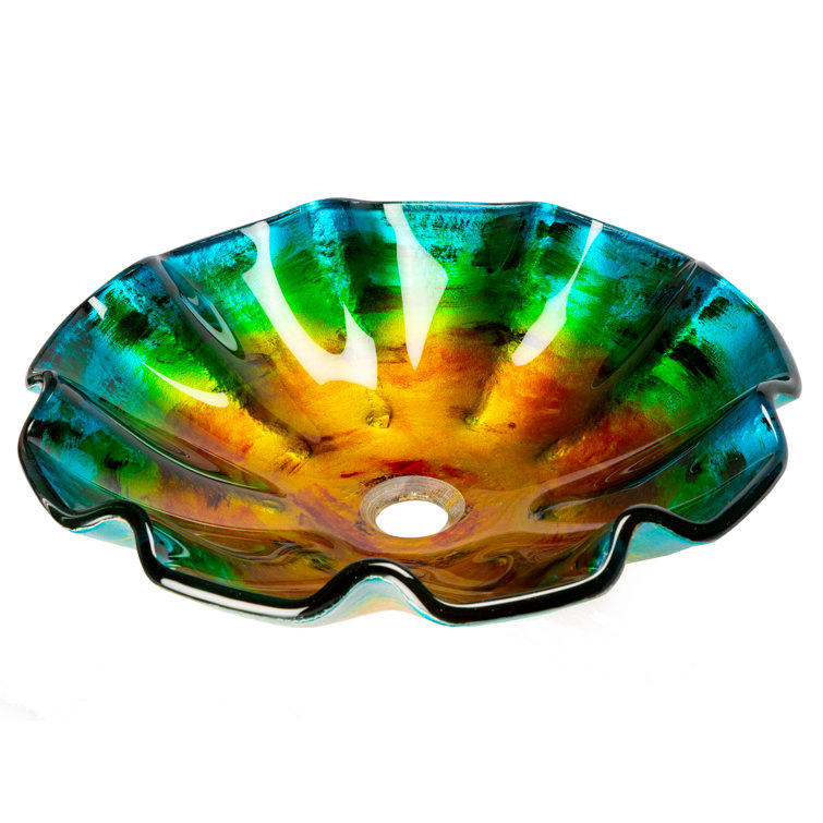 18'' Multicolor Hand-Painted Glass Vessel Sink