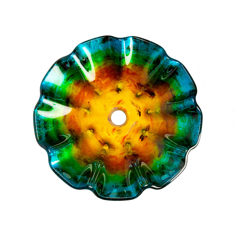 18'' Multicolor Hand-Painted Glass Vessel Sink