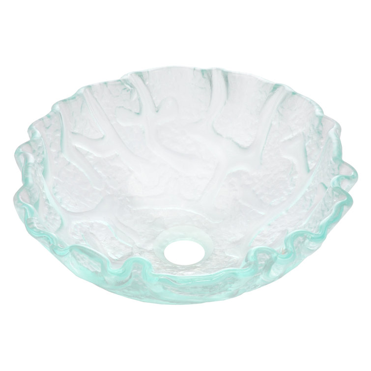Clear Wavy Textured Glass Above-Counter Vessel Sink