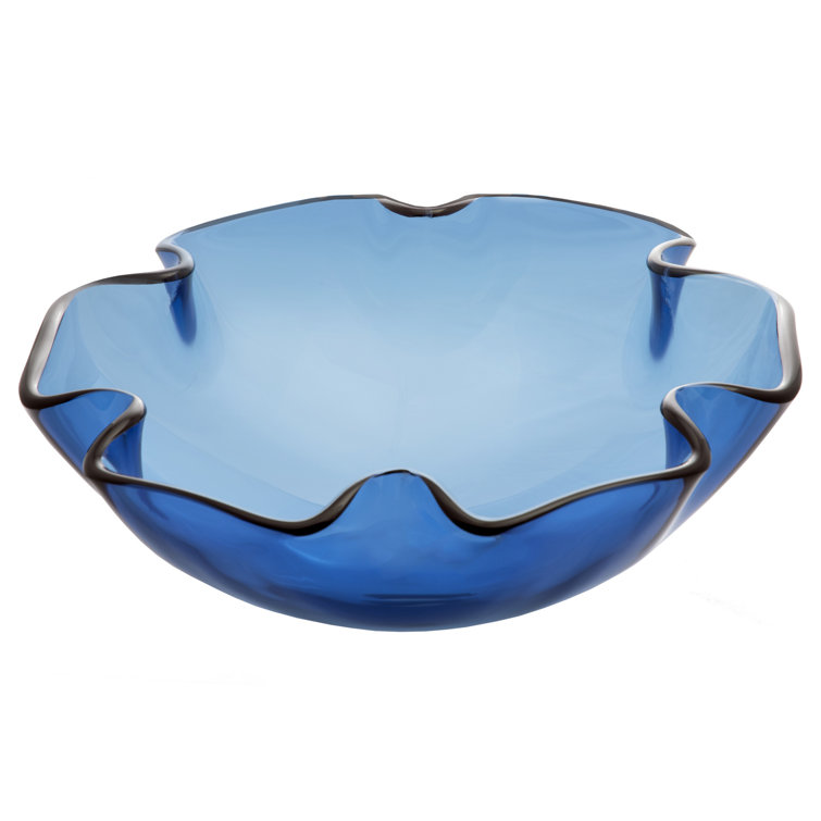Eden Blue Wave Rim Tempered Glass Vessel Sink