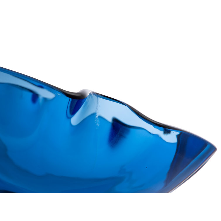 Eden Blue Wave Rim Tempered Glass Vessel Sink