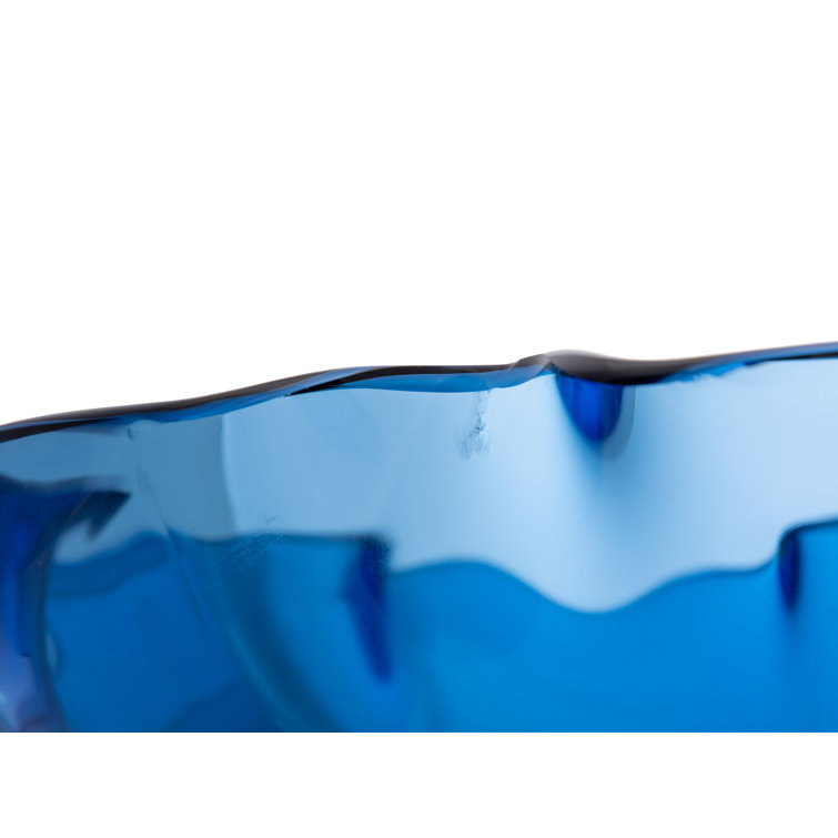 Eden Blue Wave Rim Tempered Glass Vessel Sink