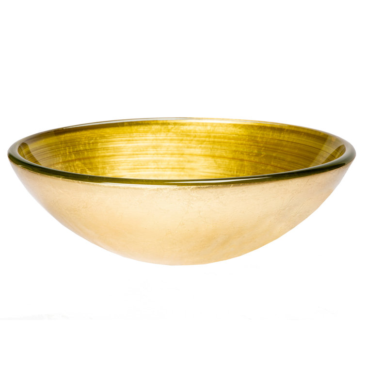 Khaki Tempered Glass Round Above-Counter Bathroom Sink