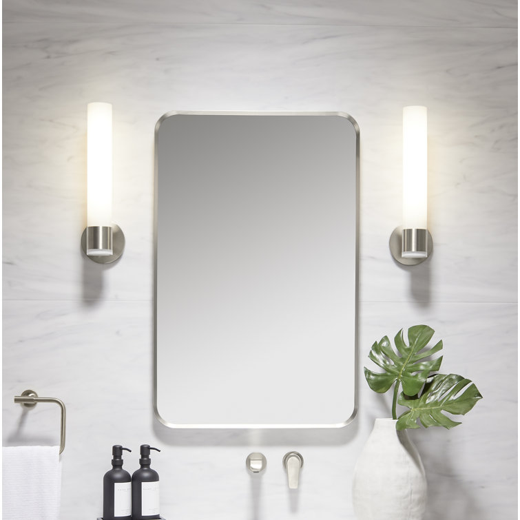Essential Brushed Nickel 34" x 22" Rectangular Bathroom Vanity Mirror