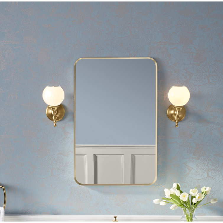 Essential 34" x 22" Brushed Gold Rectangular Vanity Mirror