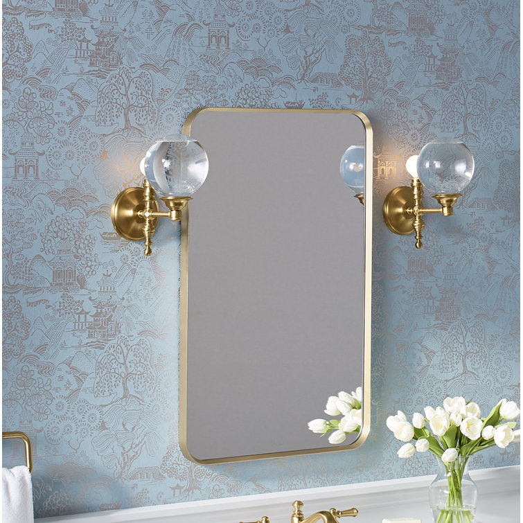 Essential 34" x 22" Brushed Gold Rectangular Vanity Mirror