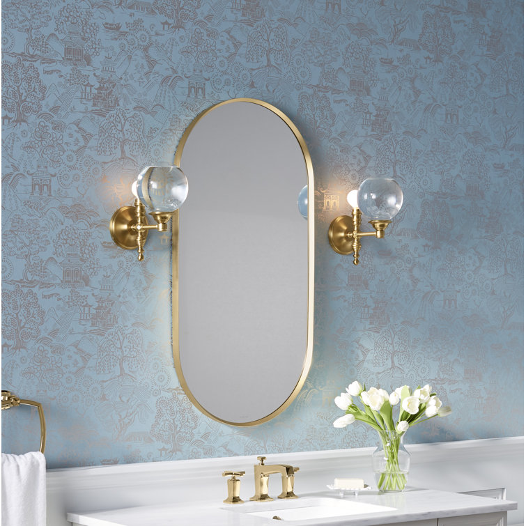 Essential Elegance 40" x 20" Brushed Gold Metal Framed Vanity Mirror