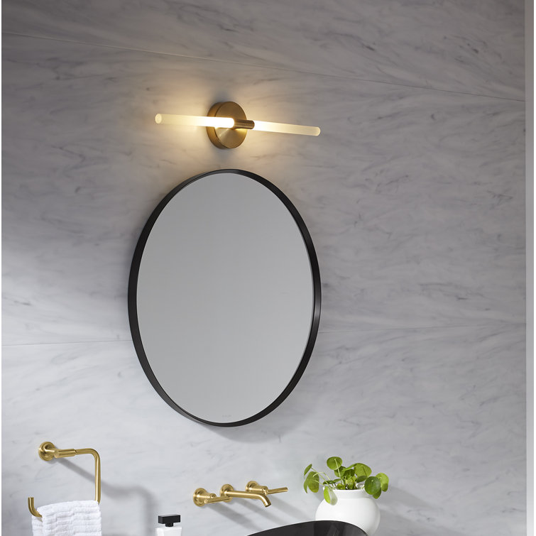 Matte Black Round Bathroom Vanity Mirror, 32-inch